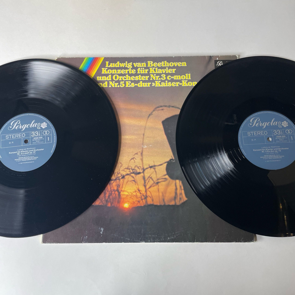 Винтажная виниловая пластинка LP Ludwig van Beethoven Бетховен, Konzerte Fur Flavier and Orchester Nr 3 C Moll and Nr 5 Es Dur Kaiser Konzert (Германия 1977)
