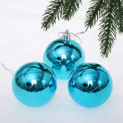 Новогодние шары 6 см (набор 3 шт) «Глянец», голубой