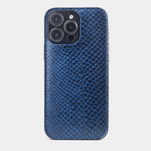 Чехол для iPhone 16 Pro из кожи лосося, синий градиент