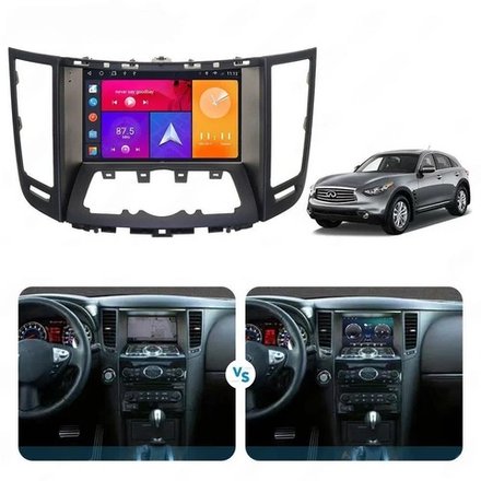 Магнитола для Infiniti QX70, FX35 (S51), FX37, FX30d, FX50 2008-2016 (Поддержка Bose и 360) - Carmedia EW-9828-4BL (чёрная) Android 12, TS10,  CarPlay, 4G SIM-слот