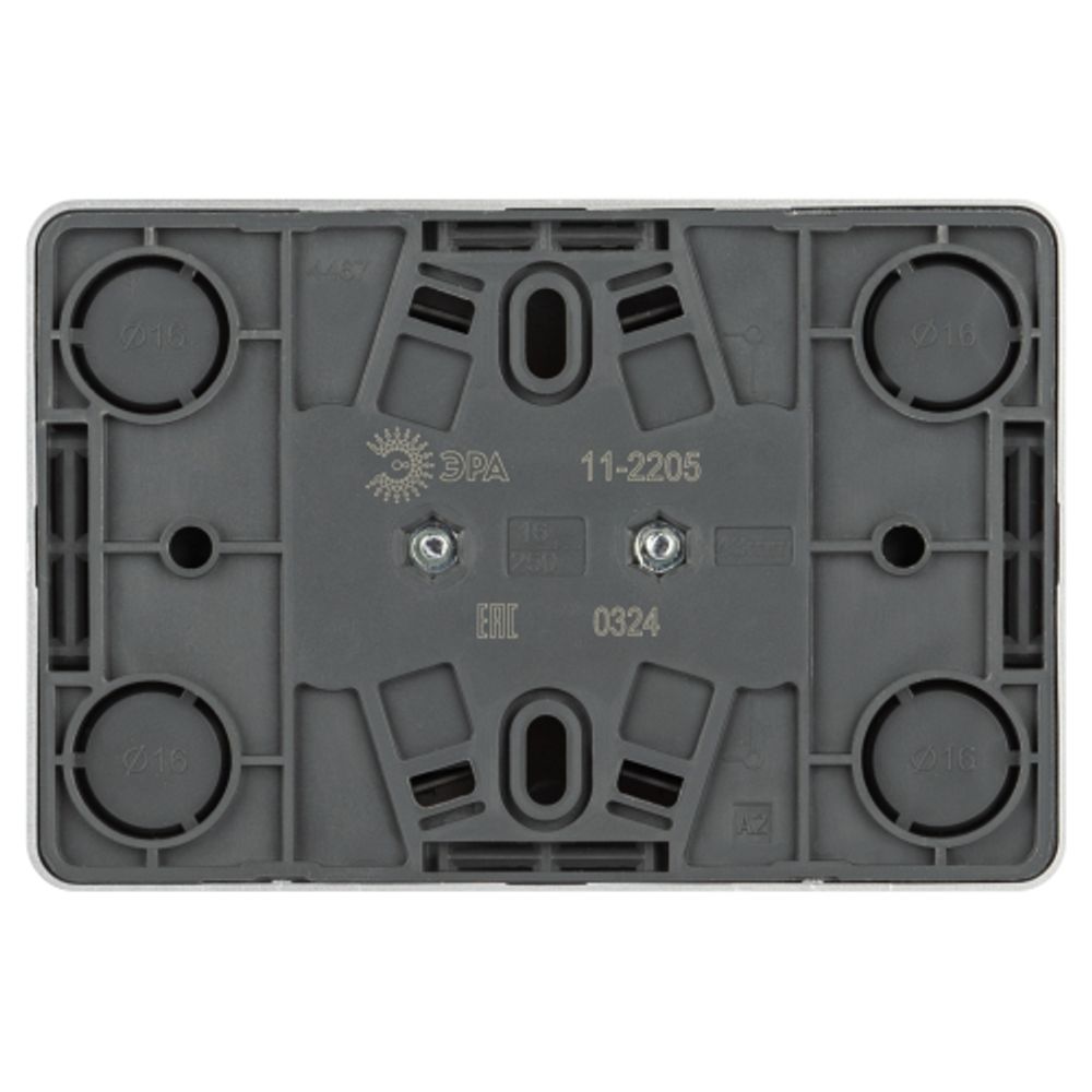 Розетка ЭРА Эксперт 11-2205-03 двойная с заземлением 2х2P+E Schuko IP20 16A-250В ОУ алюминий