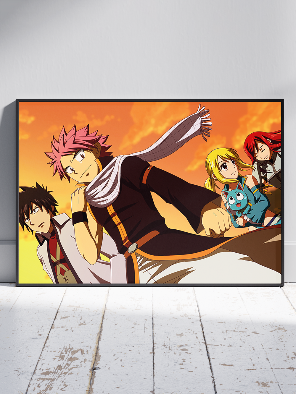 Постер плакат Нацу С Друзьями На Фоне Заката Fairy Tail Хвост Феи