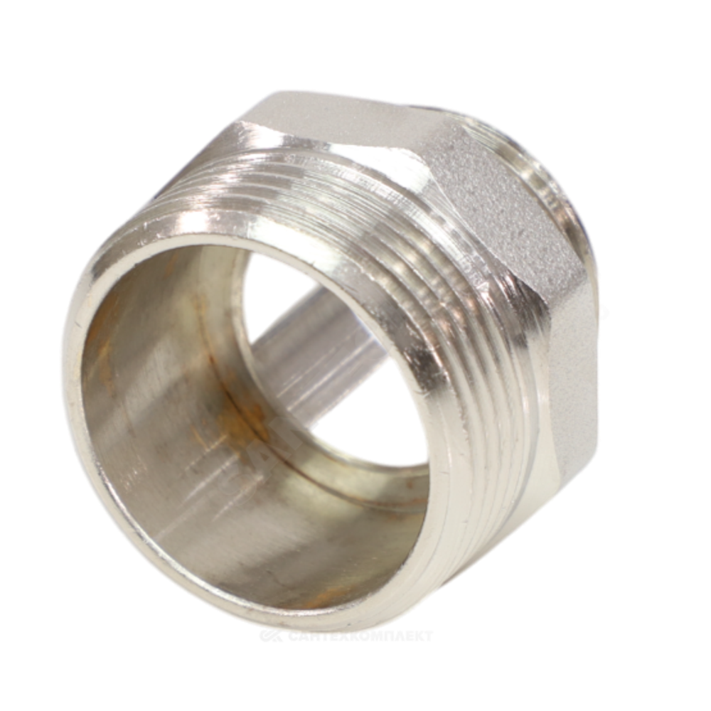 Ниппель латунь никель переходной Ду 32х15 (1 1/4"х1/2") НР VALFEX VF.580.N.114.012