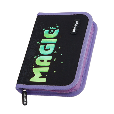 Пенал 1 отделение, 200*140*40 Berlingo "Purple Magic", дополнительная откидная секция, полиэстер