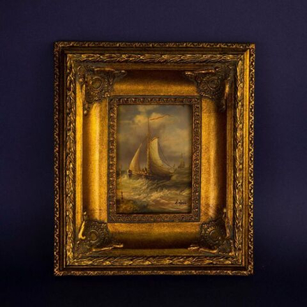 Винтаж: Картина «Голландские Парусники»