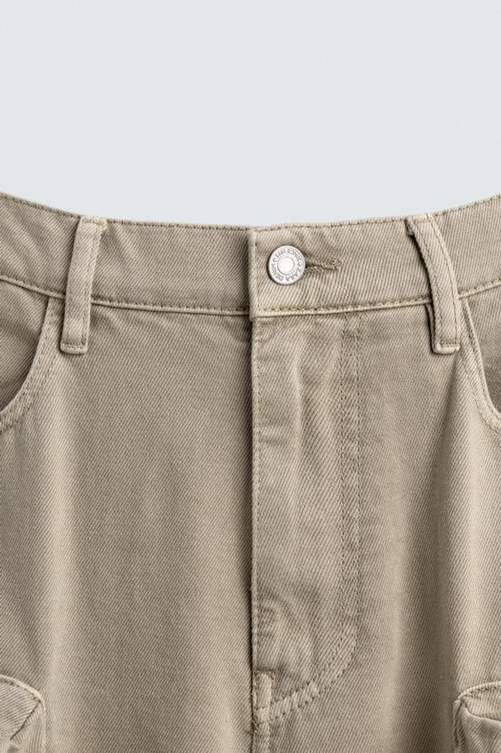 ZARA ДЖИНСОВЫЕ БРЮКИ КАРГО С КАРМАНАМИ, РЫЖЕВАТО-КОРИЧНЕВЫЙ