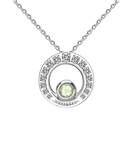 Подвес малый из серебра со вставками из хризолита и бесцветных фианитов