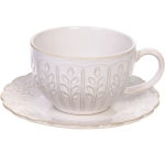 Чайная пара «Верона» (кружка 230мл, блюдце) веточка бежевая