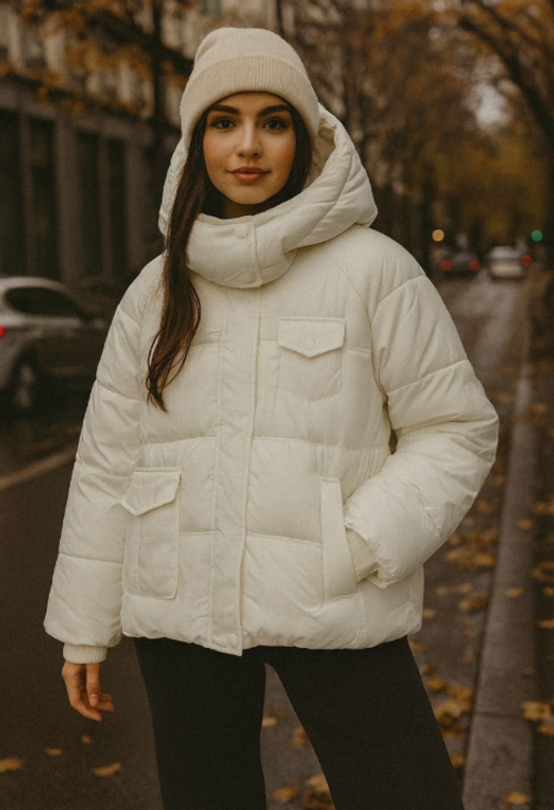 Оптом куртка короткая белая 42-52