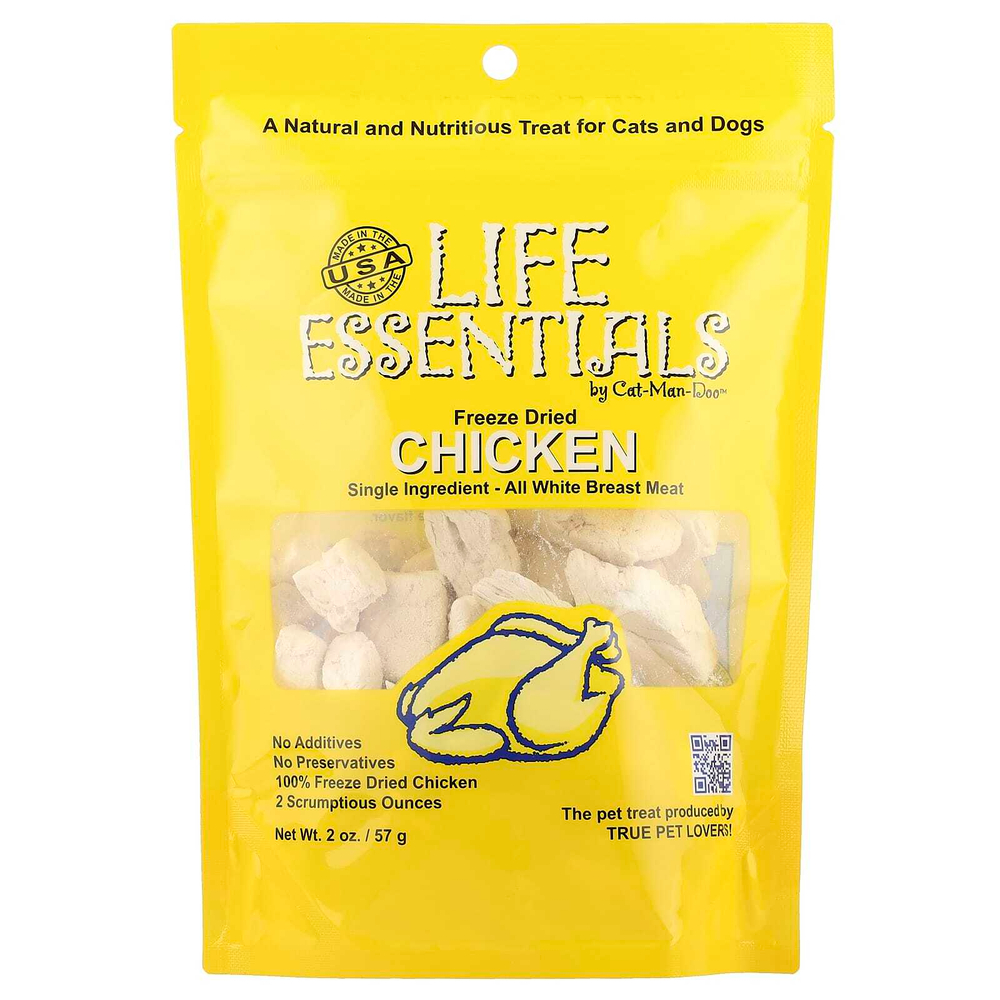 Cat-Man-Doo, Life Essentials, сублимированная курица, для кошек и собак, 57 г (2 унции)