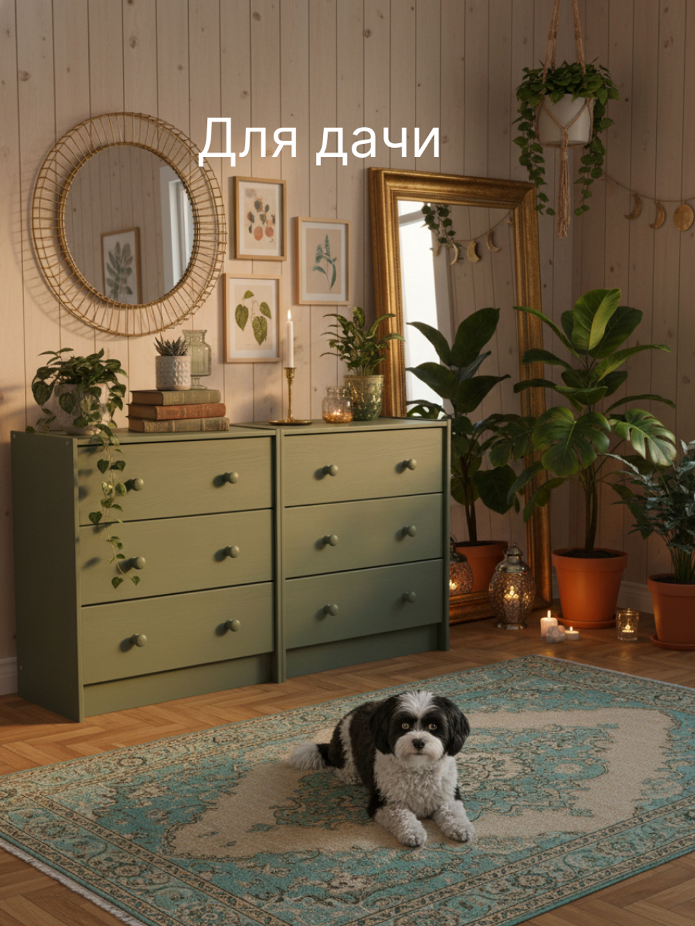 Комод 62х30х90, Раст с 4 ящиками для одежды, в прихожую, для игрушек, деревянный, массив сосны, зеленый эвкалипт, IKEA