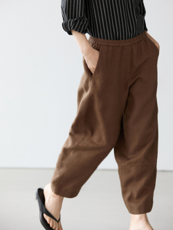 Massimo Dutti Льняные брюки с эластичным поясом, коричневый