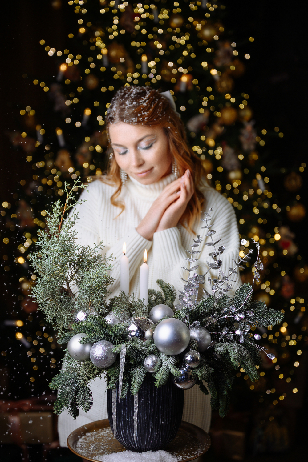 Композиция в кашпо Серебряный звон