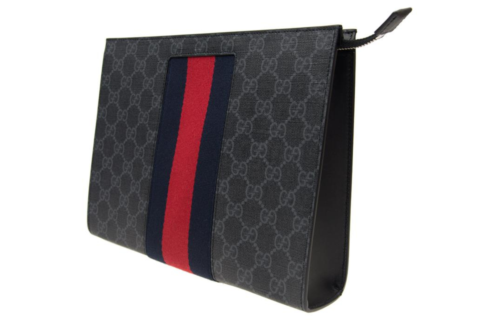 GUCCI Canvas Clutch Regular Men"s Black Gray