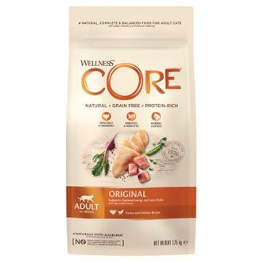 CORE Сухой беззерновой корм из индейки с курицей для взрослых кошек 1,75 кг