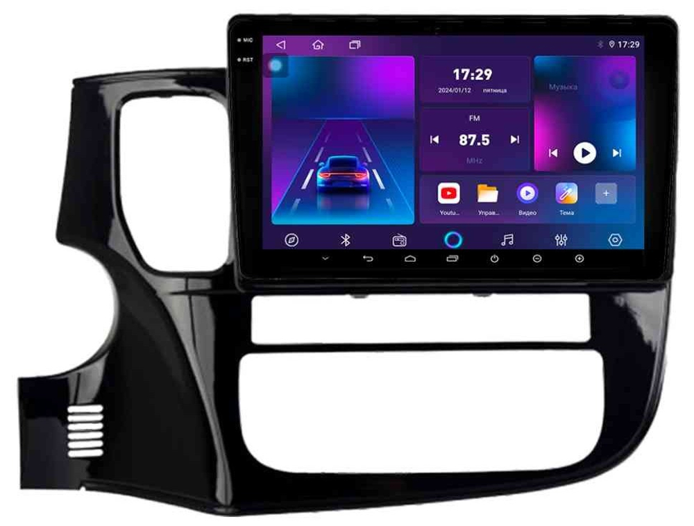 Магнитола для Mitsubishi Outlander 3 2012-2022 (левый руль) - Parafar PF230LUX1RN2K на Android 13, QLED+2K, ТОП процессор, 4Гб+32Гб, CarPlay, 4G SIM-слот