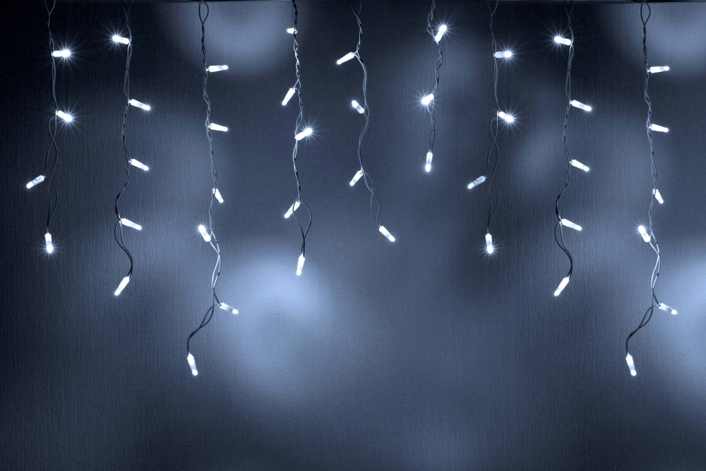 Электрогирлянда внешняя Бахрома 2х0,6м 100LED, холодный белый, с контролером, с коннектором, белый к