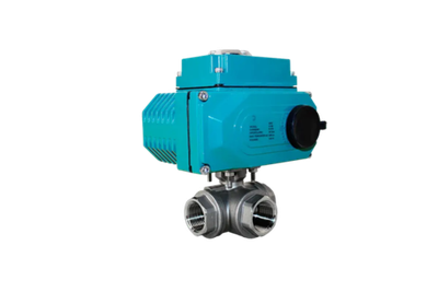 Кран шаровый трёхходовой L-тип, AISI304 DN40 (1_1/2"), с электроприводом AC 24V (С-05)