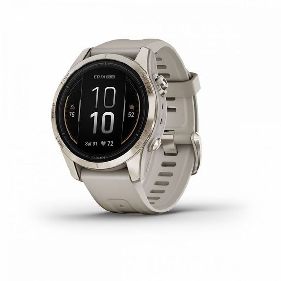 Garmin Epix Pro Gen 2 Sapphire 42 мм — золотистые умные часы с песочным ремешком