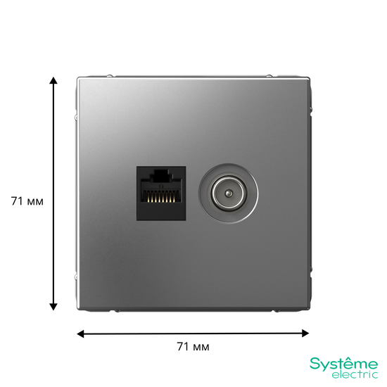 Розетка компьютерная + телевизионная 2-м СП ArtGallery RJ45 кат.5E + TV механизм сталь SE GAL000989