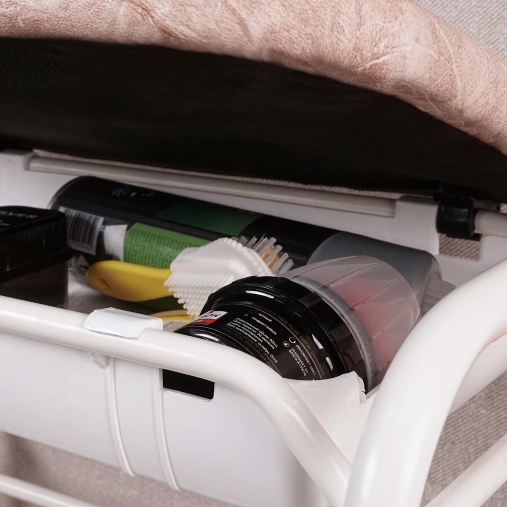 Подставка для обуви "Альфа 13" с сиденьем и ящиком, белая