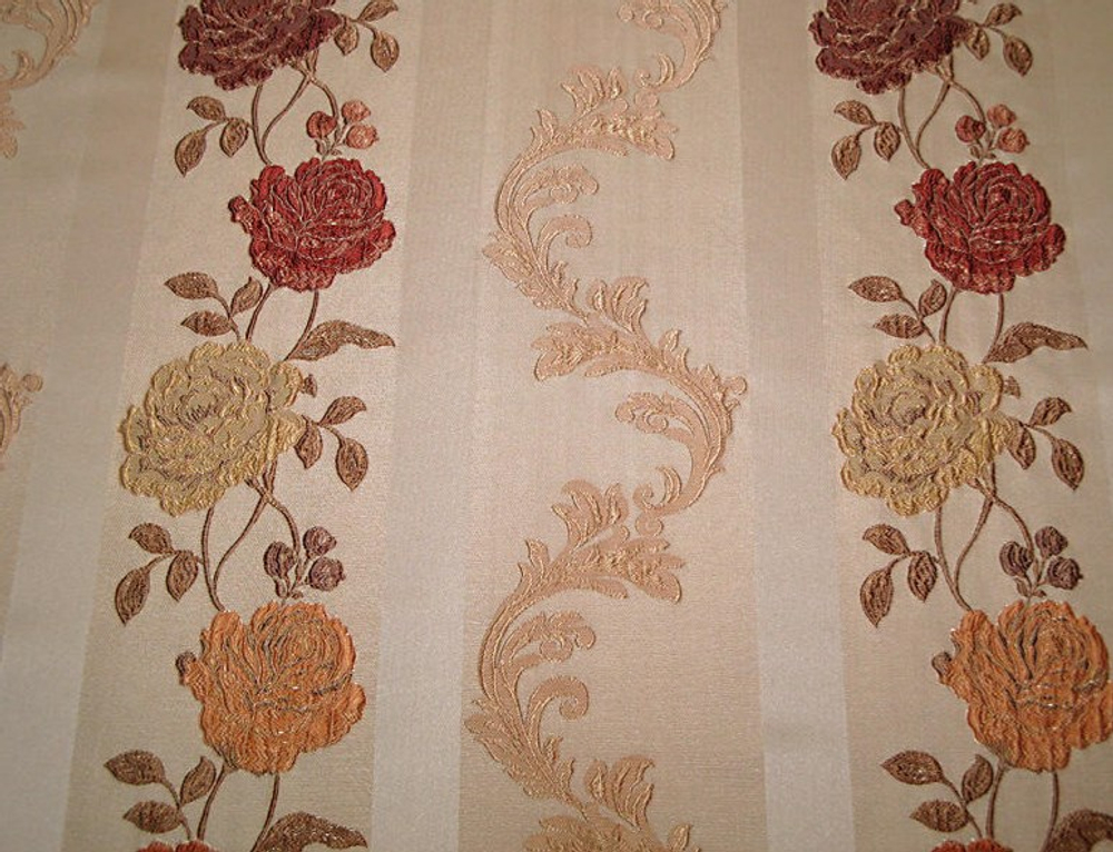 Жаккард Букет полоса большая крем