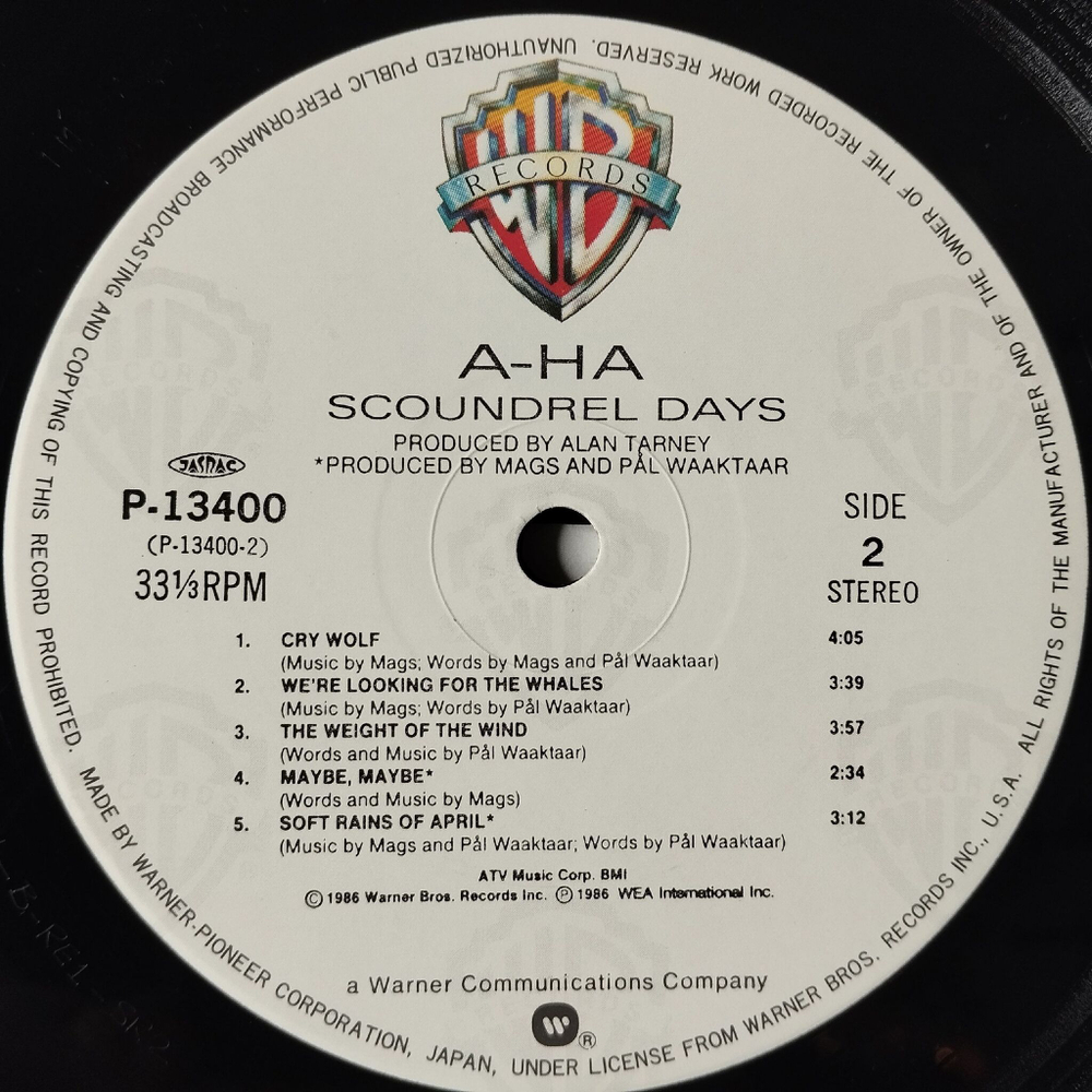 Винтажная виниловая пластинка LP A-ha Scoundrel Days (Japan 1986) (Obi, Stickers) Cry Wolf