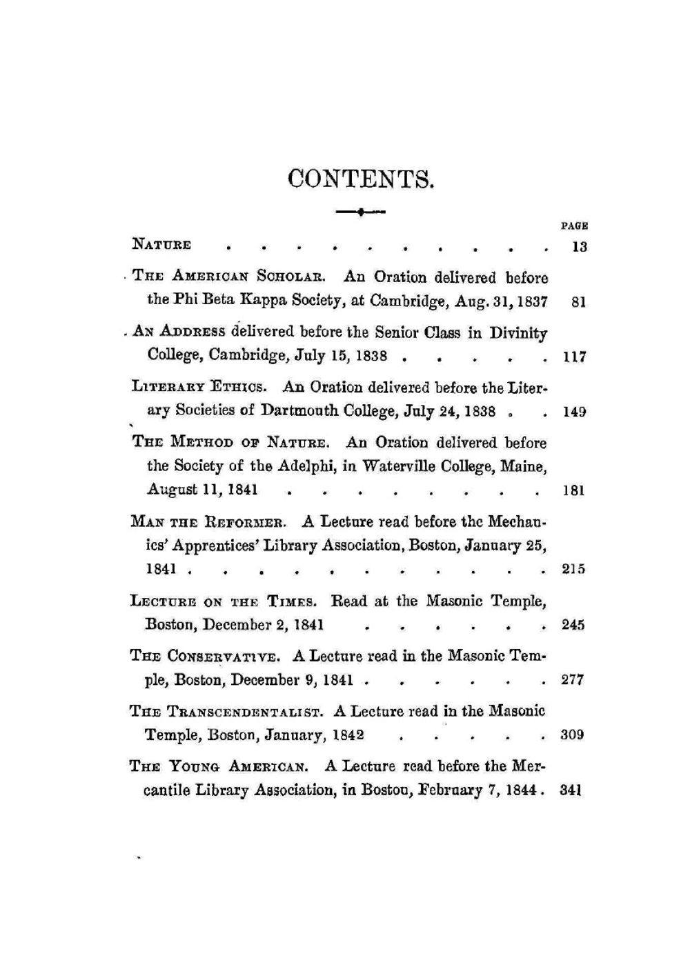 Nature, Addresses and Lectures | R.W. Emerson
