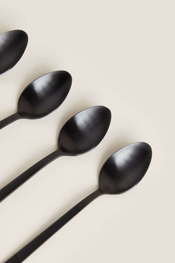 ZARA HOME МАТОВАЯ ДЕСЕРТНАЯ ЛОЖКА (НАБОР ИЗ 4 ШТ.), ЧЕРНЫЙ