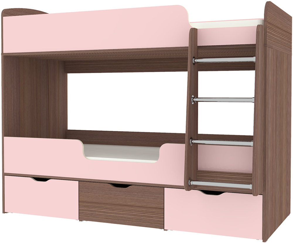 Кровать двухъярусная КарИВи Малыш Двойняшка 80х180 Бодего Темный Розовый
