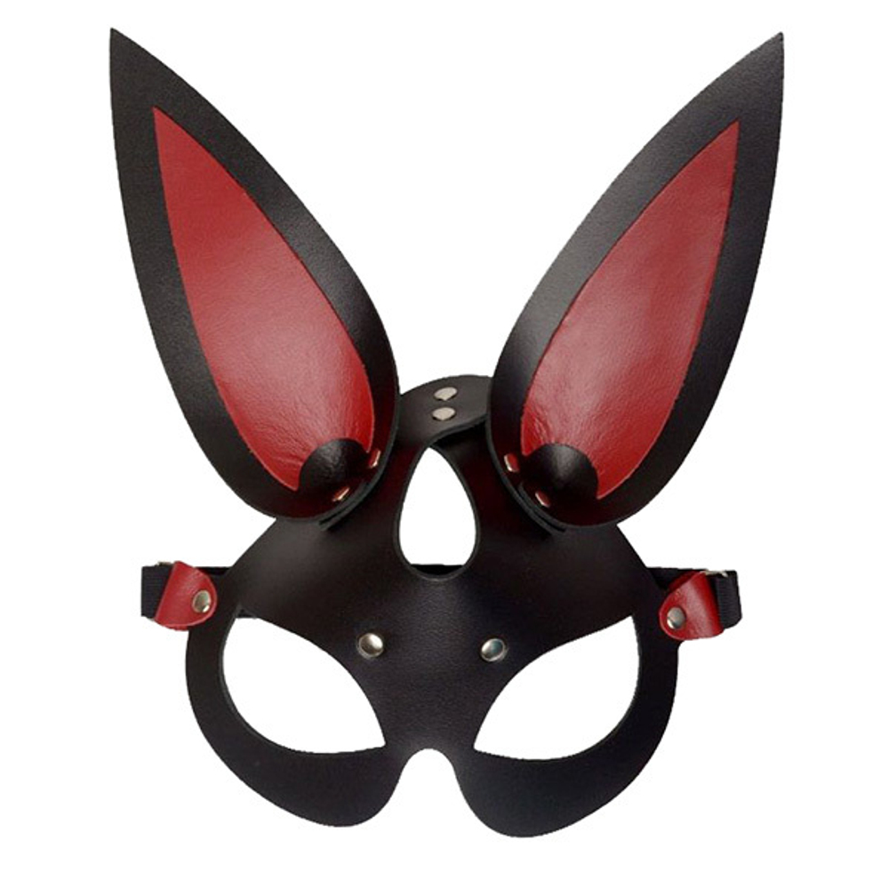 Черно-красная кожаная маска с длинными ушками Sitabella BDSM Accessories 3186-12