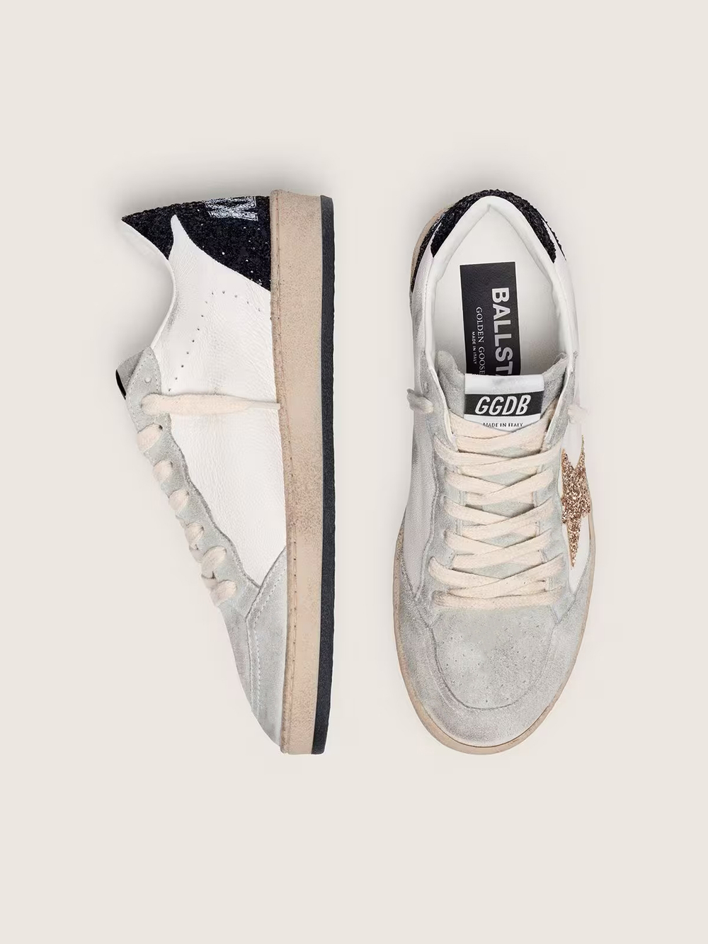 Ball Star in nappa and suede with glitter star and black heel tab