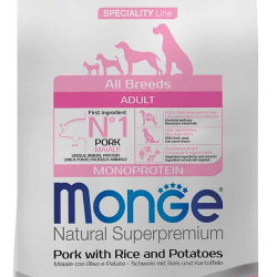 Monge Dog All Monoprotein Pork - монобелковый корм для собак (свинина, рис и картофель)