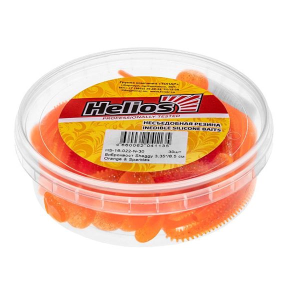 Виброхвост несъедоб. Shaggy 3,35&#39;/8,5 см Orange &amp; Sparkles 30шт. (HS-16-022-N-30) Helios