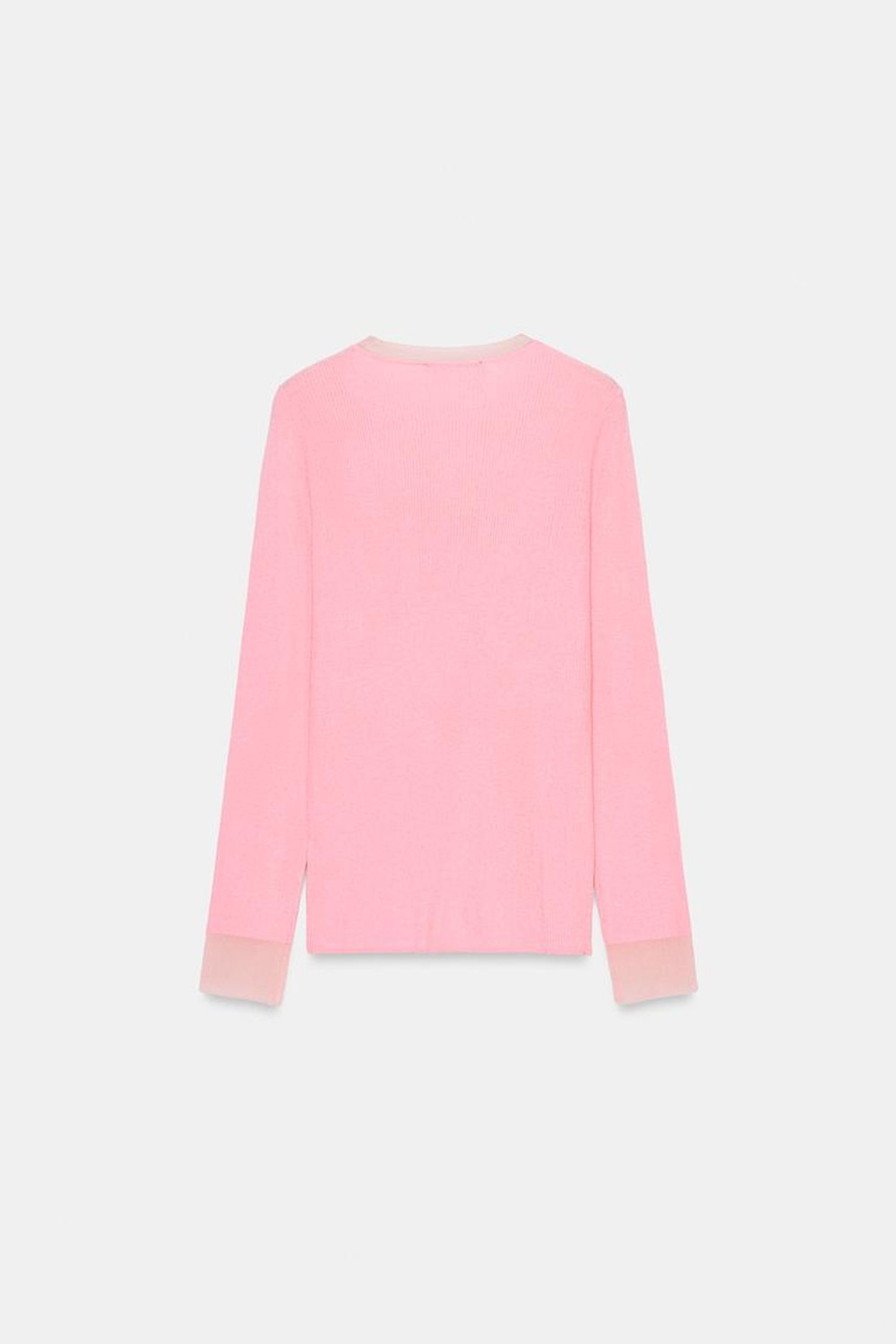 ZARA СВИТЕР ИЗ ТОНКОЙ СМЕСОВОЙ ШЕРСТИ, ЛИНЯЛЫЙ РОЗОВЫЙ