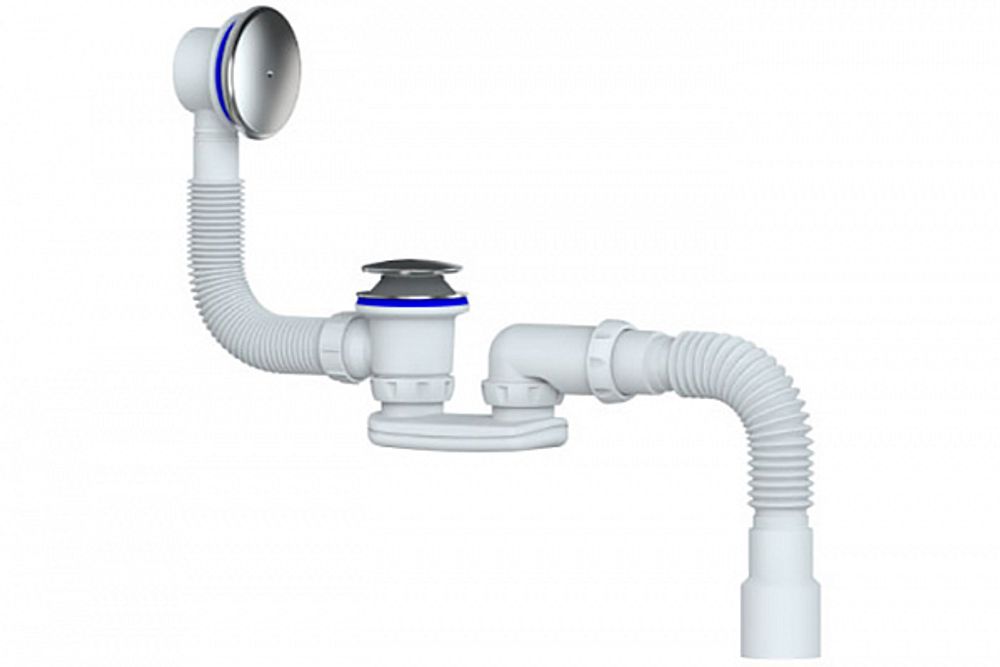 Сифон UNICORN для ванны и глубок. поддона., чаша 70мм, гофра Ø50/Ø40/Ø40, Ø40 (1 1/2),EASYOPEN S122E