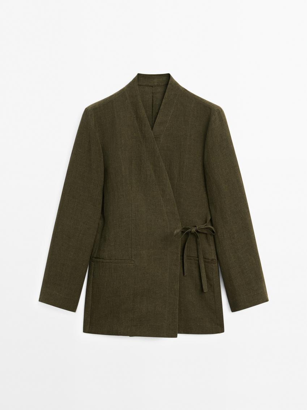 Massimo Dutti Кимоно из 100% льна, зелёный