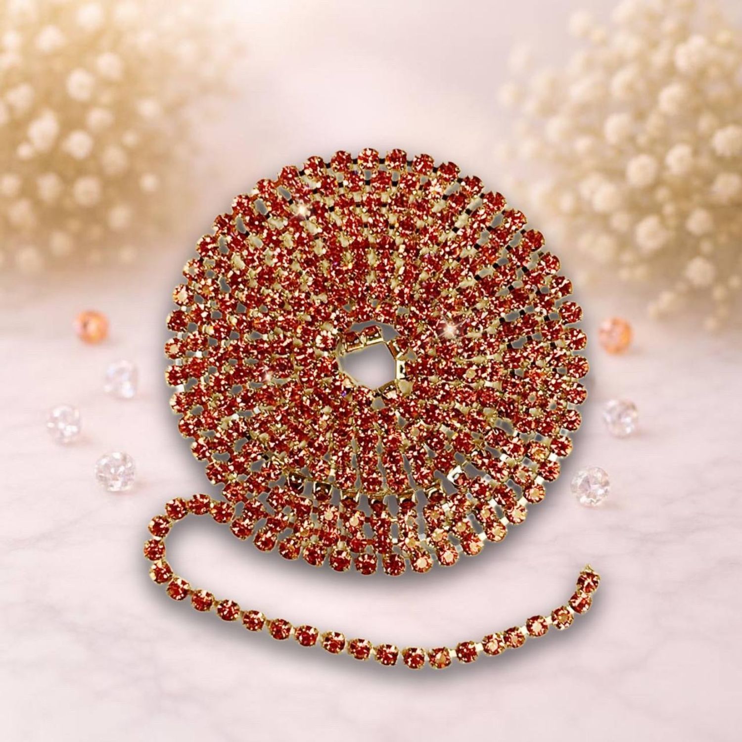 стразовая лента, цвет нежно розовый- метал серебро, 1метр