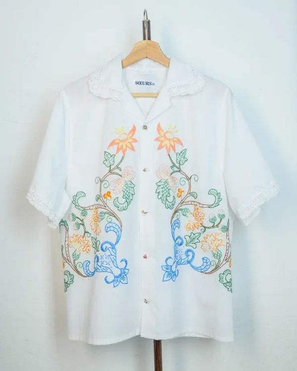 Рубашка с Симметричными Цветами белая - фото 4