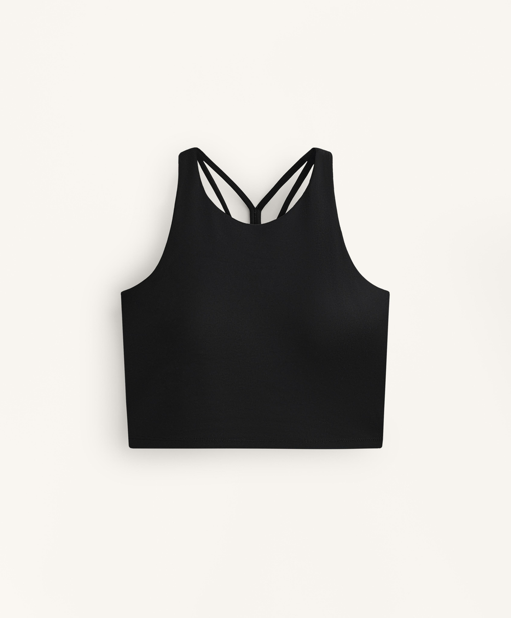 Oysho Майка Comfortlux с чашками и полосками на спине, черный