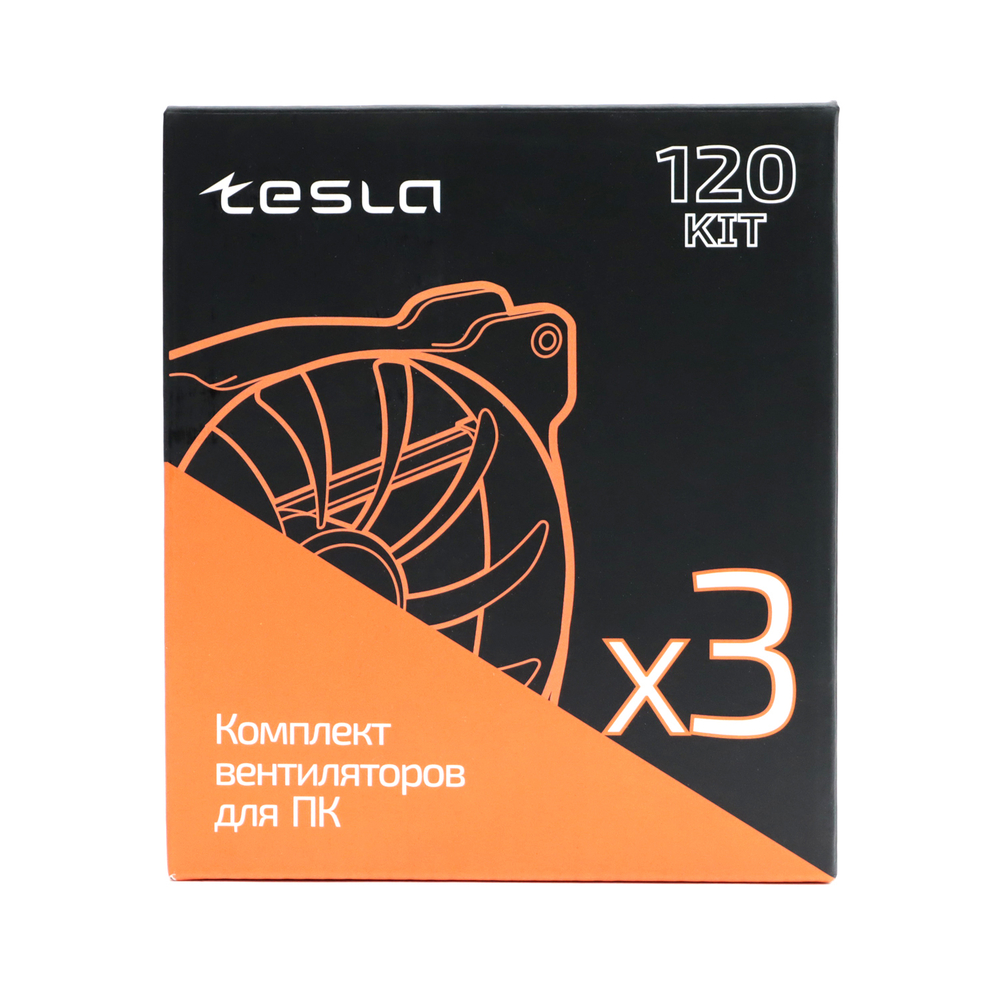 Комплект из 3 вентиляторов TESLA RGB120-RW3, 120мм, 1200rpm, 3-pin+Molex, белый/FRGB, 38CFM, 21дБ, антивибропрокладки (TSL-120-RW3)