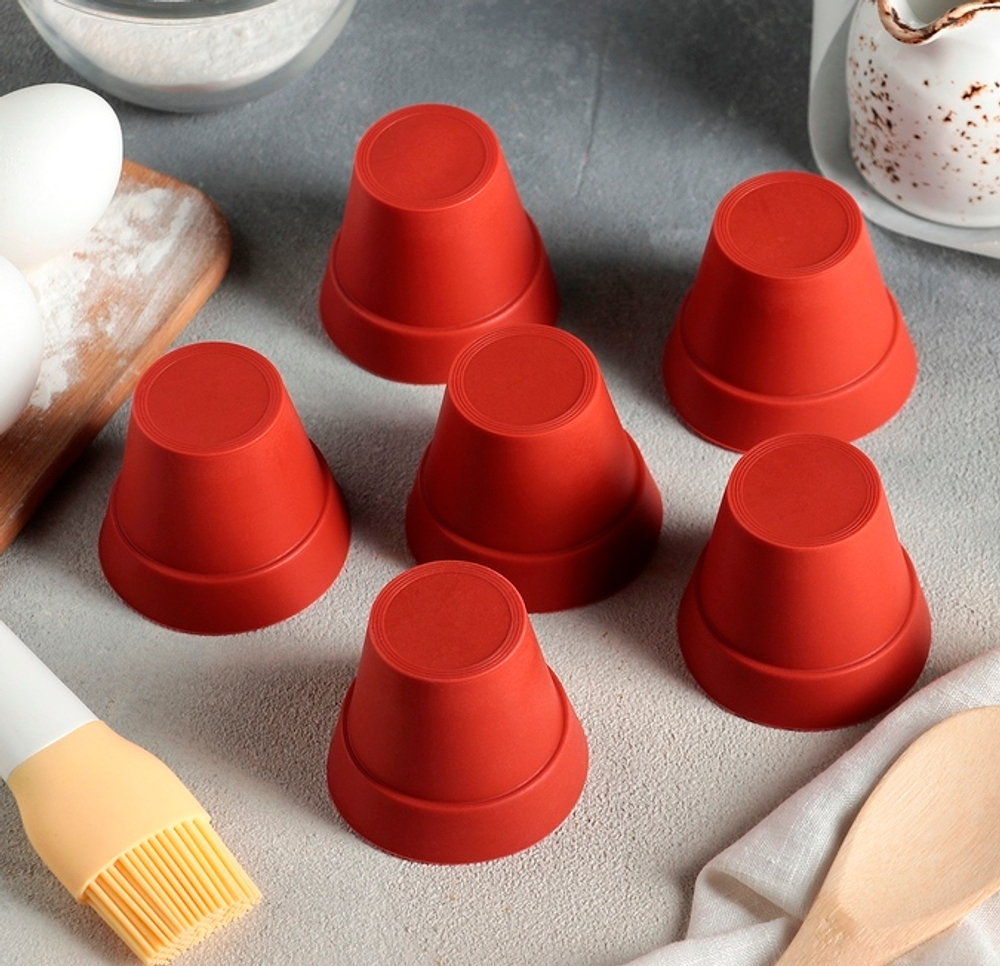 Набор силиконовых форм «Цветочные горшочки», 6,5×5,5 см, 6 шт