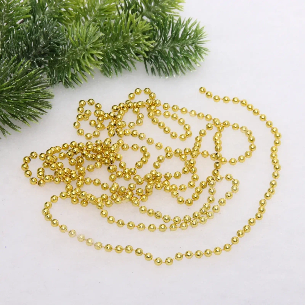 Бусы на елку 2,7м «Шарик» d-6мм, золото (pvc коробка)