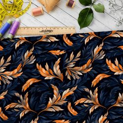 Ткань премиум атлас фантазийные листья