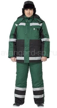 Костюм зимний "Глобал" полукомбинезон (зеленый/черный)