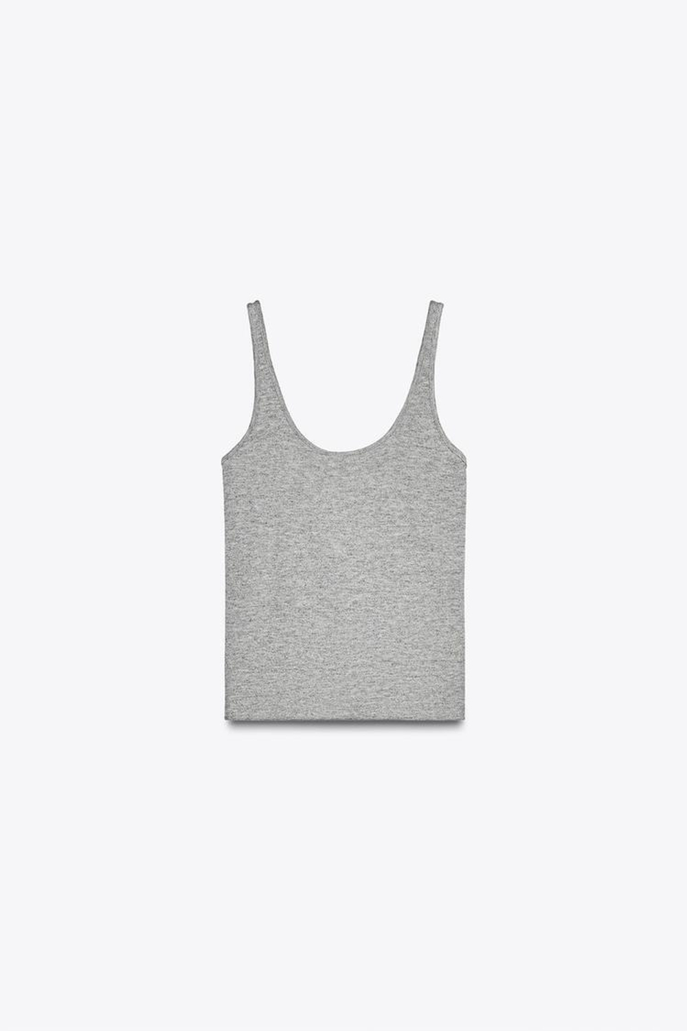 ZARA ТОП В МЕЛКИЙ РУБЧИК, СЕРЫЙ С МЕЛАНЖЕВЫМ ЭФФЕКТОМ