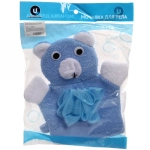 Мочалка-варежка для тела «Ультрамарин - Мишка», мягкая, цвет голубой, 21*16см