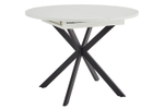 Стол кухонный обеденный круглый раздвижной Белый/Чёрный Муар, Мэдисон, 100,1х100х75 см