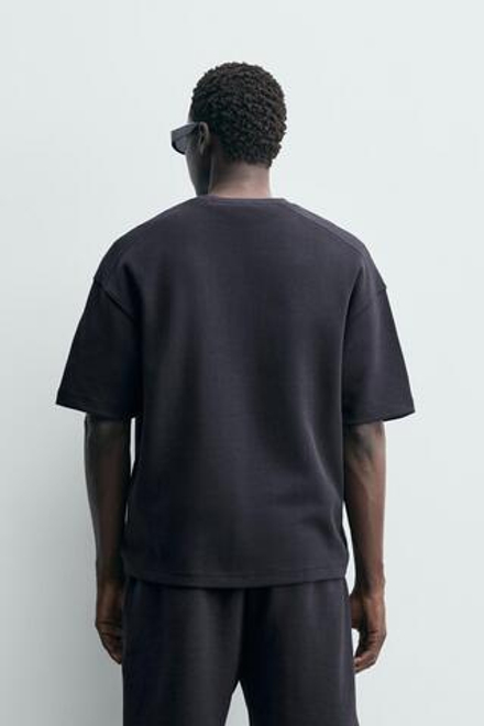 ZARA ТОЛСТОВКА RELAXED FIT ИЗ ИНТЕРЛОКА, ТЕМНО-СИНИЙ