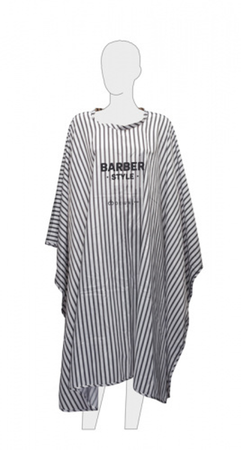 DEWAL "BARBER STYLE" Пеньюар для стрижки, полиэстер, полоска 146х150 см, на крючках